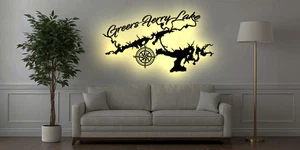 Quadro LED legno Greers Ferry Lake Wall sign USA sticker Picture Deco wall - Foto 1 di 8