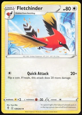 Fletchinder 139/203 Uncommon Normal SWSH07: Evolving Skies NM - Image 1 of 2