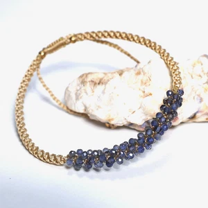Bacche del Crepuscolo ~ Bracciale Cristallo Macramè Naturale Iolite Artigianale Perline - Foto 1 di 9