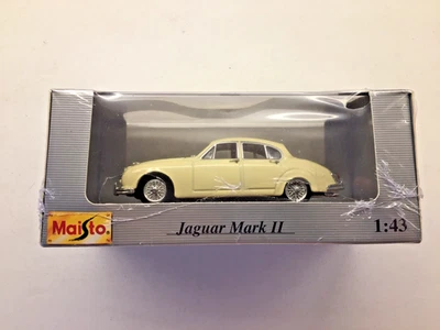 Coche diecast Maisto 1959 escala 1/43 Jaguar Mark II crema #31503 nuevo en caja Foto 1 de 4
