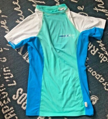 Camisa de surf ONEILL 10 S azul verde blanco RASH GUARD para nadar UV 50+ cuello falso Foto 1 de 4