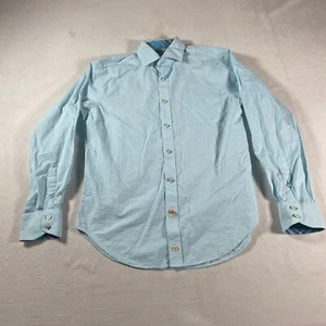 Thomas Dean Shirt Mens Small Blue Button Down Lightweight Preppy Work Office Top - Picture 1 of 14