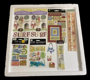 Lot of 8 scrapbooking stickers BEACH - Picture 1 of 24