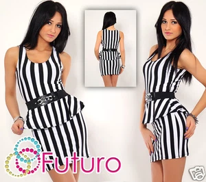 Damen Mini Schößchen Kleid mit Gürtel U-Ausschnitt Cocktail Tunika Größen 8-12 FC2625 - Bild 1 von 4