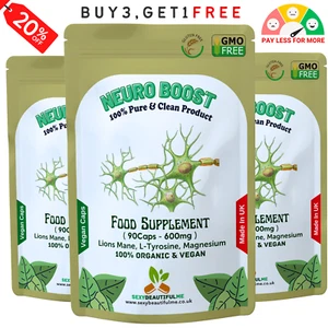 Cápsulas Neuro Boost-500mg-Melena de León, L-Tirosina, Suplemento de Magnesio Vegano - Imagen 1 de 4