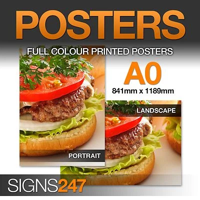 POSTER PRINTING SERVICE AT SIGNS247 A0 Full Colour GLOSS Poster Printing Service - A3 A2 A1 available - FREE-P&P!