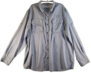 Cabela's Mens Vented Fishing Shirt 4Most UPF 30 Long Sleeve Blue Pockets Size 2X - Picture 1 of 10