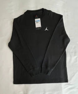 Nike Jordan Essentials Men's Black Long Sleeve Waffle Knit Top Sz Med FV7456-010 - Picture 1 of 3