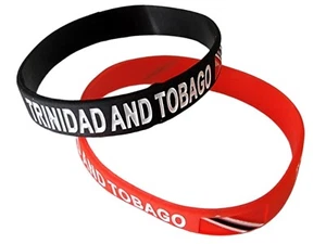 2PCS. Trinidad Silicone Bracelet FLAG WRISTBAND MINI BANNER SPORTS Socca Track  - Picture 1 of 3