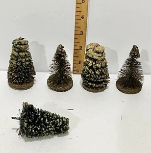 5 SELTENE ~ antike ~ beflockte ~ FLASCHENBÜRSTE Weihnachtsbäume ~ 3 1/4" - Bild 1 von 9