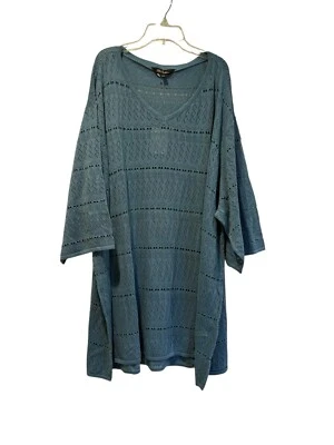 NUEVO Suéter Ulla Popken Mujer Plus 32/34 Crochet Tejido Túnica Cuello en V Calce Relajado Foto 1 de 4