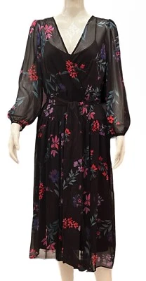 Calvin Klein Floral Chiffon Faux Wrap Midi Dress  Size 6 NEW With Tags NWT - Image 1 of 4