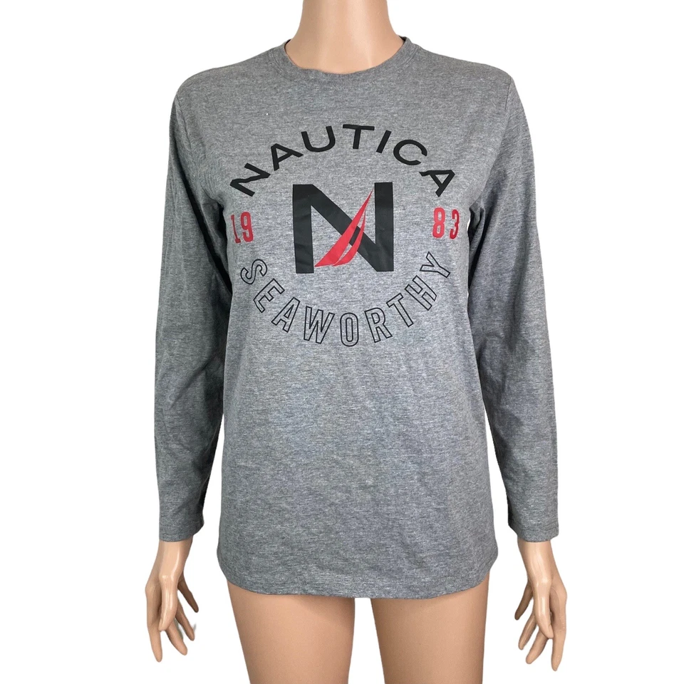 Camiseta Nautica Niñas Grande Gris Deletrear Elástica Nueva Foto 1 de 4