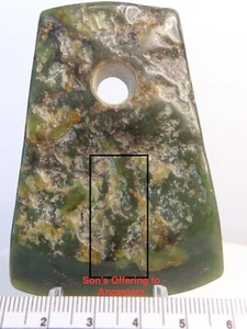 Jungsteinzeit Chinesisches Jade Axt Amulett mit Sohn Opfergaben an Götter mit Übersetzung - Bild 1 von 8