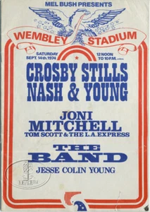 CROSBY STILLS Nash Young Joni Mitchell 1974 Wembley Concert Program The Band - Picture 1 of 2