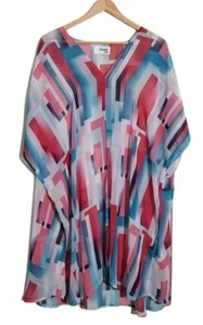 iland co. Ladies OSFA Geometric Print Kaftan Beach Cover Up Sheer Swim Summer - Picture 1 of 4