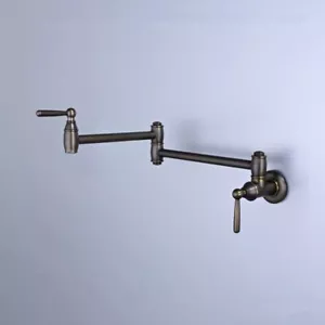 Foldable Antique Bronze 2 Handles Kitchen Faucet Pot Filler Faucet Swivel Cold - Picture 1 of 14