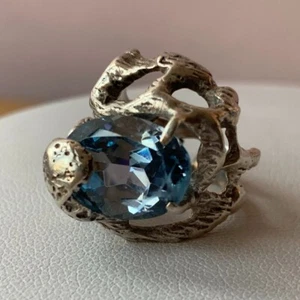 VINTAGE 925 STERLING SILVER BLUE SPINEL RING - Picture 1 of 12