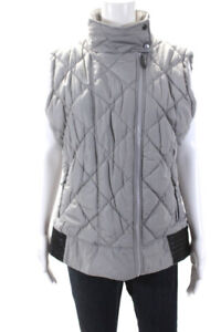 Marc New York Womens Gray Mock Neck Quilted Zip Sleeveless Vest Jacket Size XL