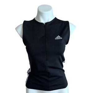 Adidas Tank Top Half Zip Black White 3 Stripes Womens Size Large Sporty Chic Y2K