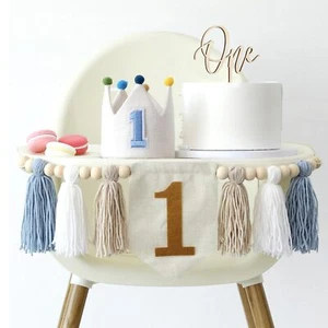 Baby Boy First Birthday Party Decorations Blue High Chair Banner 1st Birthday... - Picture 1 of 8