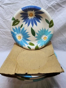 HOME Stoneware Blue Floral Plate 11" Dinner Plate Set of 4 Brand New In Box - Picture 1 of 4