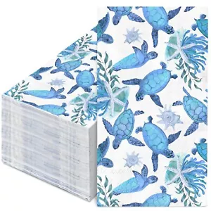 AnyDesign 100Pcs Turtle Guest Napkins Blue Ocean Disposable Paper Napkins Mar... - Picture 1 of 7