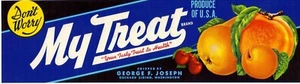 Original MY TREAT Kirschkiste Etikett George Joseph Orchard Siding Washington - Bild 1 von 1