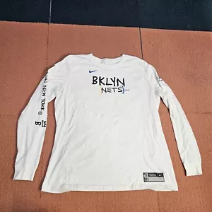 Nike Brooklyn Nets Basquiat City Edition Long Sleeve Black T-shirt XL White T4a - Picture 1 of 10