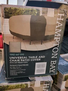 ROUND/SQUARE TABLE AND CHAIRS UNIVERAL PATIO COVER HAMPTON BAY 1002 667 510 - Picture 1 of 6