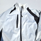 Antigua Windbreaker Womens Large full Zip Jacket White Black Pipe stripes