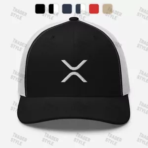 XRP Big Logo Trucker Cap a increspatura cripto trading commerciante cappello da ricamo regalo - Foto 1 di 13