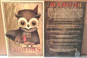 Gideon’s Bakehouse March 2024 Menu Cards NEW Free Ship - Picture 1 of 1