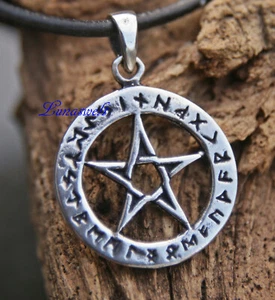 Amulett Pentagramm in Runenkreis - Silber 925 mit Band - Bild 1 von 1