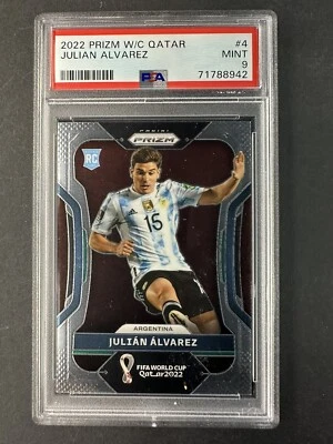 2022 Panini Prizm World Cup Qatar Julian Alvarez PSA 9 Mint  ROOKIE CARD - Image 1 of 2