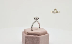 14k Engagement Ring, Solid White Gold, Moissanite Natural stones - Picture 1 of 8