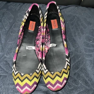 Missoni Women’s Sweater Knit Ballet Flats Pink Green Black Chevron size 8 - Picture 1 of 7
