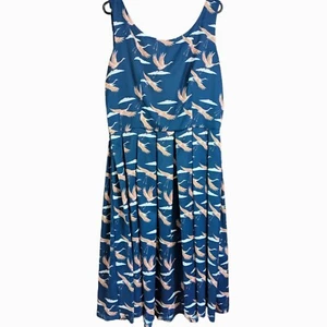 LINDY BOP Blue Bird Midi Dress SIZE AU-UK16/US12  Retro Fit & Flare - Picture 1 of 5