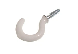 New 48 X Shouldered White Plastic Coated Screw In Cup Hanger Hooks 19mm 3/4 &Quo - Picture 1 of 1