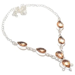 Peach Morganite Gemstone Handmade 925 Sterling Silver Jwelery Necklace Sz 18'' - Picture 1 of 1