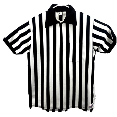 ВЕЛОСИПЕД Мужская рефери рубашка-поло SizeXL короткий рукав черный белая полоса сделано в США - Изображение 1 из 4