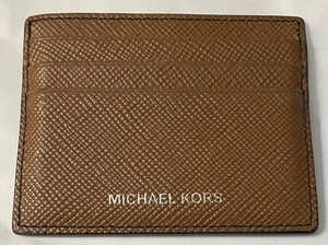 Michael Kors Harrison Luggage Brown Leather Tall Card Case / Holder - Picture 1 of 7
