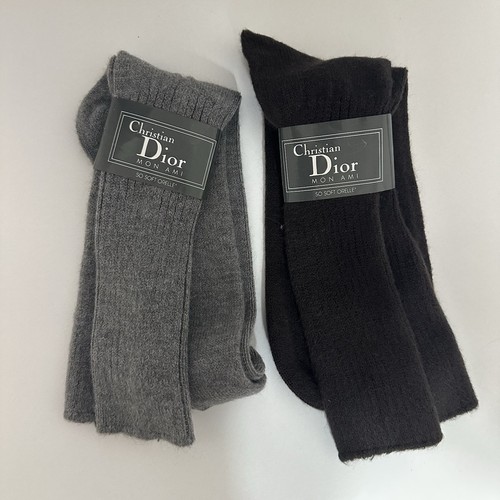 Calze eleganti Christian Dior vintage cotone nero grigio nuove con etichetta uomo tg 10 13