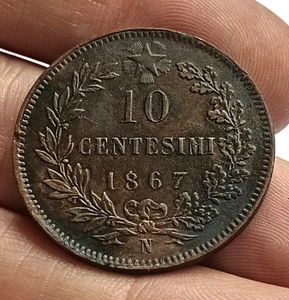 REGNO D' ITALIA  VITT. EM. II  10 CENTESIMI  1867  NAPOLI   NON COMUNE - Imagen 1 de 5