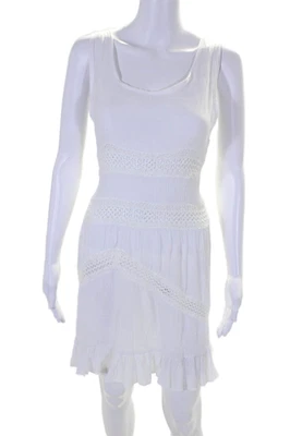 Vestido largo de punto abierto blanco mediano Elan para mujer sin mangas cuello redondo Foto 1 de 4