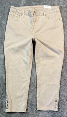 NWT Chico’s Women’s Girlfriend Crop Jeans 10 So Slimming Light Gray Tan - Image 1 of 4