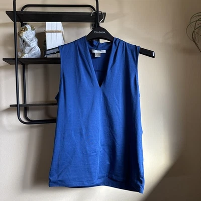 Ellen Tracy Women's Sleeveless Blue Silk Top Size Medium - Image 1 of 4