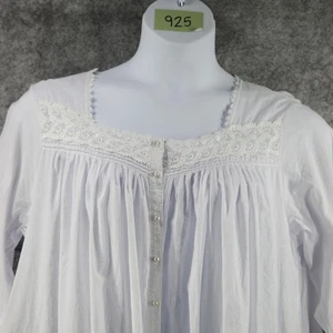 Eileen West Nightgown Women Medium White Cotton Romantic Cottagecore Eyelet Lace - Picture 1 of 7