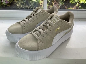 Zapatillas Puma Mayze Plataforma Gamuza Cuero Beige Blanco Talla UK 4.5 EU 37.5 - Imagen 1 de 12