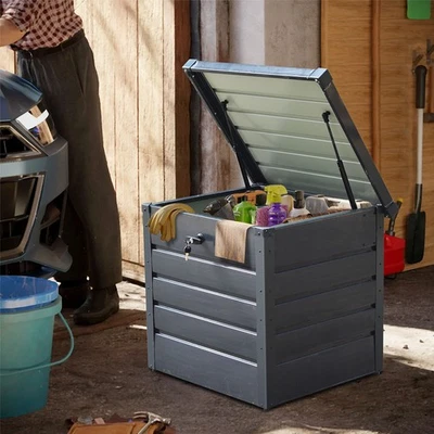 Metal Steel Storage Box Outdoor Garden Chest Container Tools Shed Lockable Boxes - Image 1 of 4